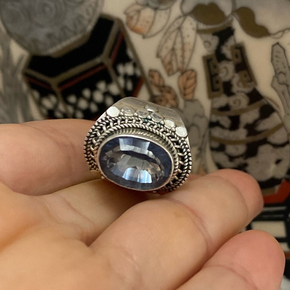 Natural Blue Topaz Gemstone with 925 Sterling Silver Ring - Picture 8 of 8